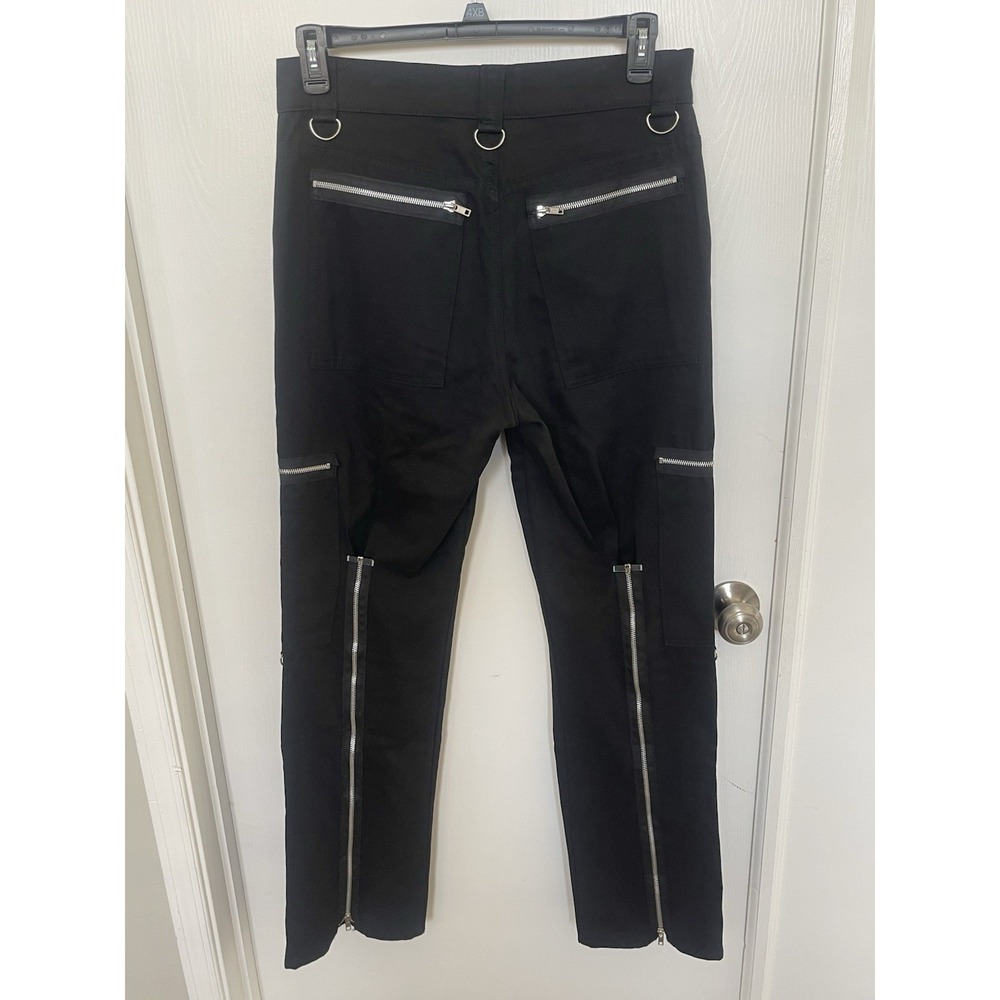 Vintage Serious Clothing Bondage Pants Mens 32 Black Goth Punk Y2K D-Ring Zip - Picture 3 of 11